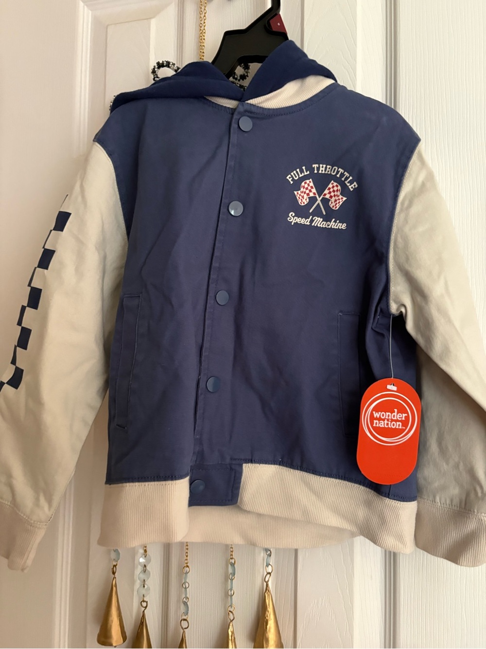 wonder nation Navy and Cream 'Full Throttle' Hooded Puffer Jacket